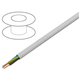 Cablu; H05VV-F; 4G2,5mm2; litat; Cu; PVC; alb; 300V,500V