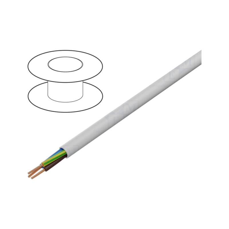 Cablu; H05VV-F; 4G2,5mm2; litat; Cu; PVC; alb; 300V,500V