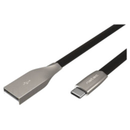 Cablu; USB 2.0; USB A mufă,USB C mufă; nichelat; 1m; negru; gumă