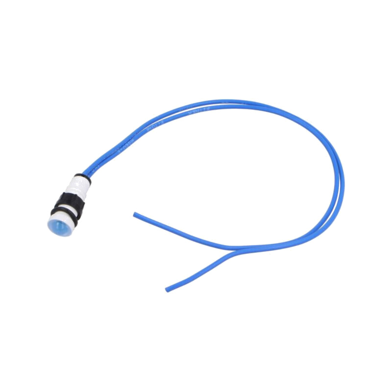 Lampă de control: LED; convex; albastră; 230VAC; Ø10mm; cabluri Lampă de control: LED; convex; albastră; 230VAC; Ø10mm; cabluri