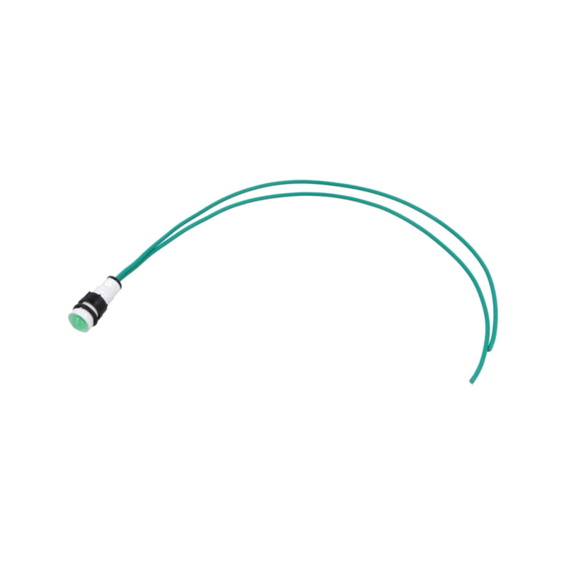 Lampă de control: LED; convex; verde; 230VAC; Ø10mm; cabluri; 300mm