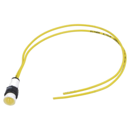 Lampă de control: LED; convex; galbenă; 230VAC; Ø10mm; cabluri