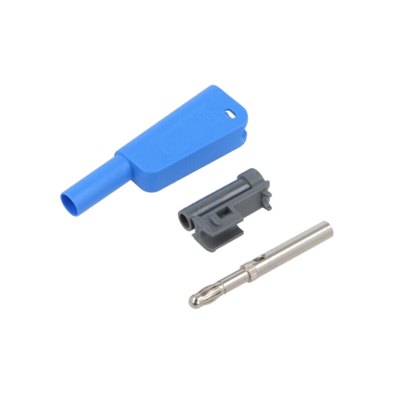 Conector: banană 4mm; 32A; 1kV; albastră; nichelat; lipite