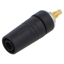 Conector: banană 4mm; soclu; 32A; 1kV; neagră; aurit; lipite; 40mm