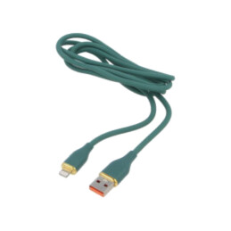Cablu; USB 2.0; mufă Apple Lightning,USB A mufă; 1,5m; verde