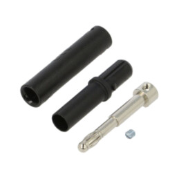 Conector: banană 4mm; mufă; 32A; 1kV; neagră; cu izolaţie; 2,5mm2