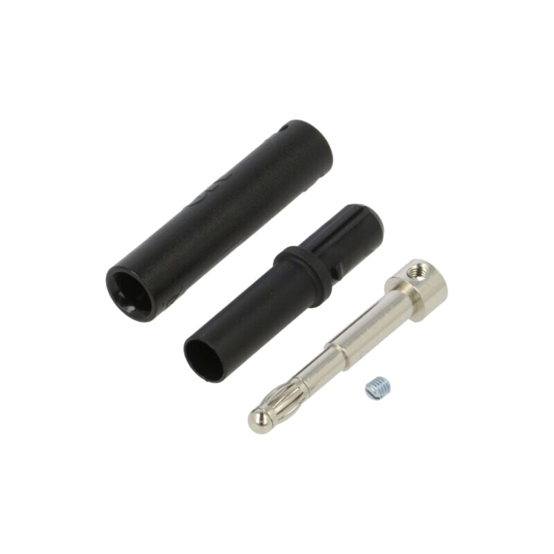 Conector: banană 4mm; mufă; 32A; 1kV; neagră; cu izolaţie; 2,5mm2