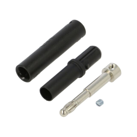 Conector: banană 4mm; mufă; 32A; 1kV; neagră; cu izolaţie; 2,5mm2