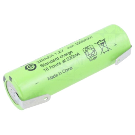 Acumul: Ni-MH; AA; 1,2V; 2200mAh; urechi pentru lipire