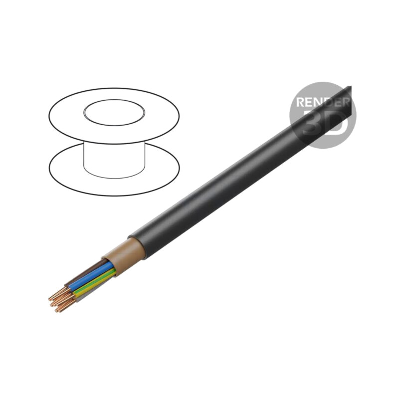 Cablu; NYY; 5G2,5mm2; rotund; sârmă; Cu; PVC; negru; 600V,1kV Cablu; NYY; 5G2,5mm2; rotund; sârmă; Cu; PVC; negru; 600V,1kV