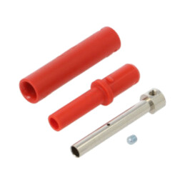 Conector: banană 4mm; soclu; 32A; 1kV; L: 65mm; roşie; înşurubare