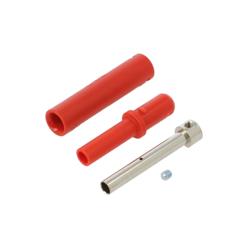 Conector: banană 4mm; soclu; 32A; 1kV; L: 65mm; roşie; înşurubare