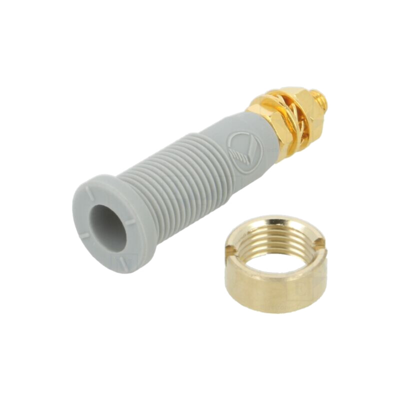 Conector: banană 2mm; soclu; 10A; 1kV; 31mm; gri; Placare: aurit