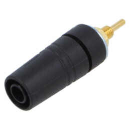 Conector: banană 4mm; soclu; 24A; 1kV; neagră; aurit; lipite; 43mm