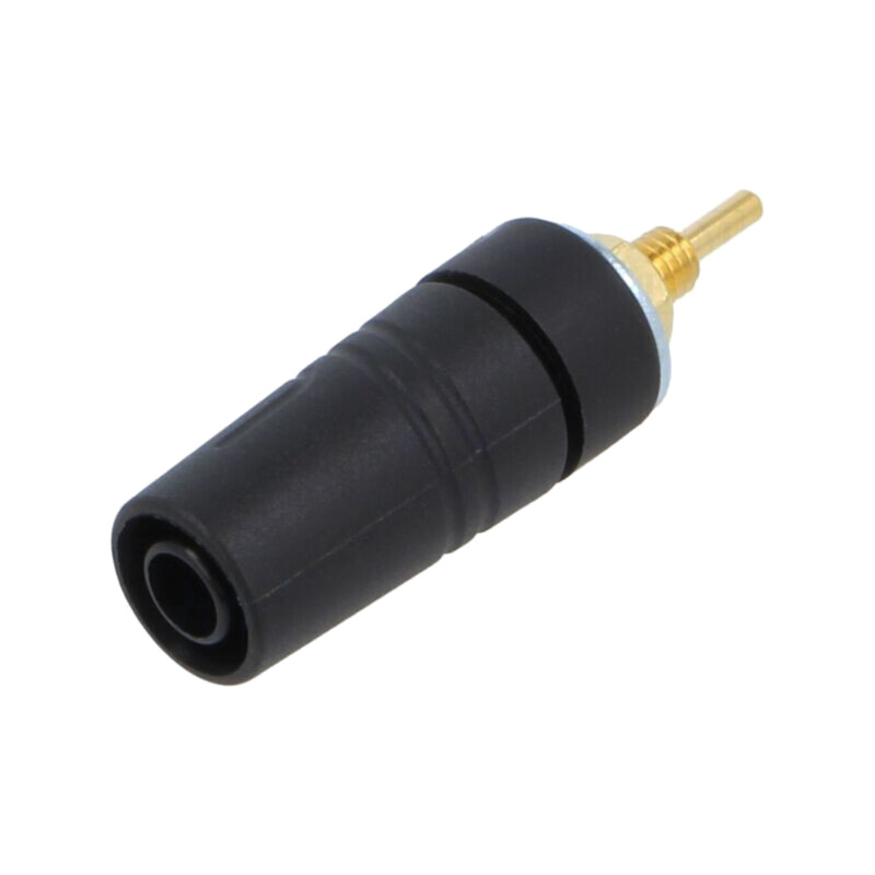 Conector: banană 4mm; soclu; 24A; 1kV; neagră; aurit; lipite; 43mm Conector: banană 4mm; soclu; 24A; 1kV; neagră; aurit; lipite; 43mm