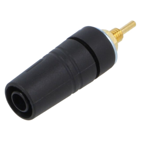 Conector: banană 4mm; soclu; 24A; 1kV; neagră; aurit; lipite; 43mm