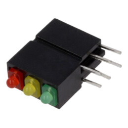 LED; în carcasă; 1,8mm; Nr.diode: 3; roşu/verde/galben; 20mA; 70°