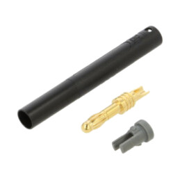 Conector: banană 4mm; mufă; 32A; 1kV; neagră; cu izolaţie; 2,5mm2