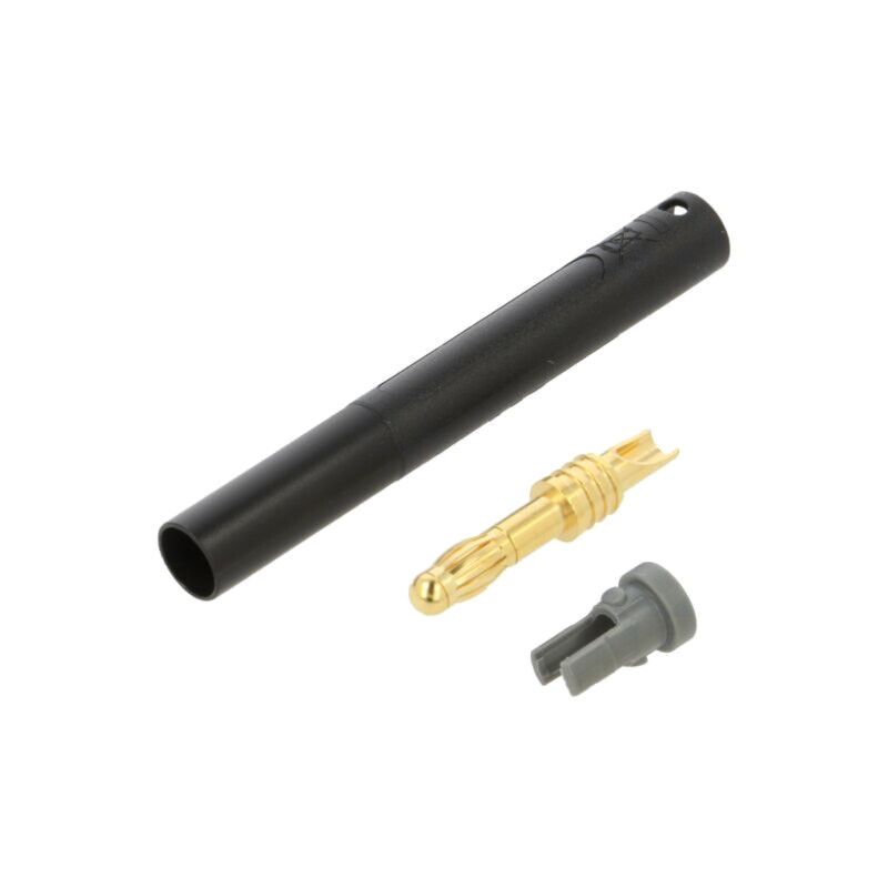 Conector: banană 4mm; mufă; 32A; 1kV; neagră; cu izolaţie; 2,5mm2