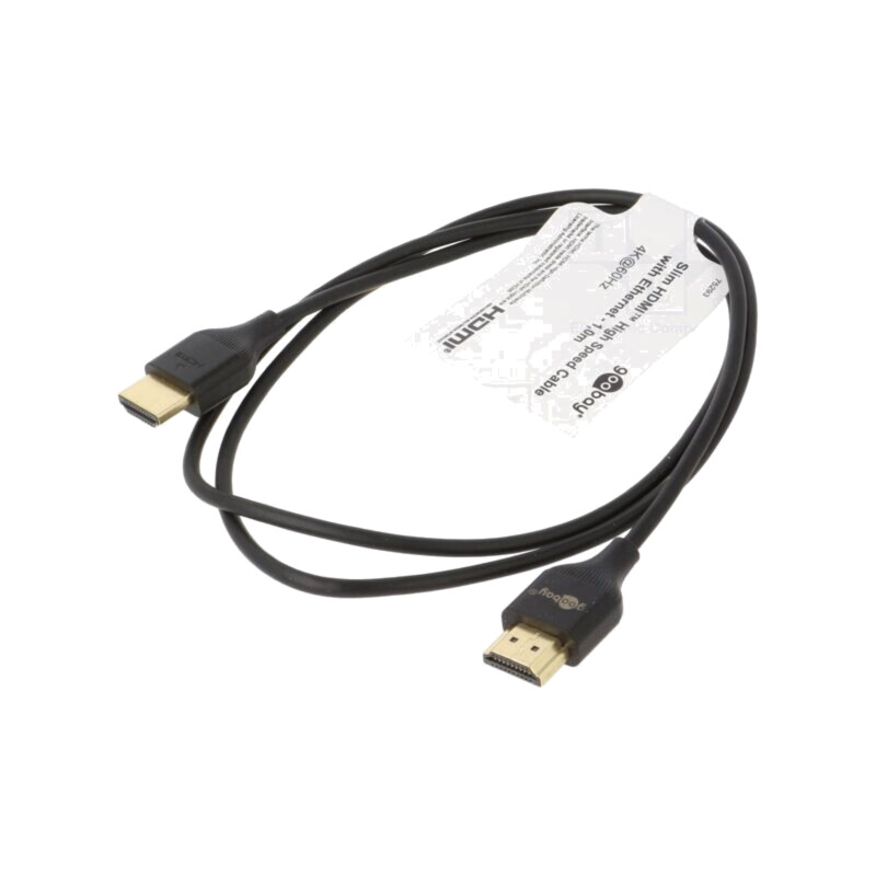 Cablu; HDMI mufă,din ambele părţi; 1m; negru; HDCP 2.2,HDMI 2.0