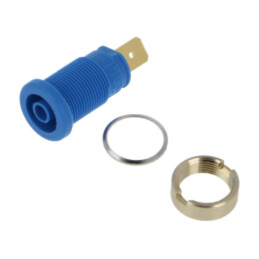 Conector: banană 4mm; soclu; 32A; 1kV; albastră; aurit; 33mm