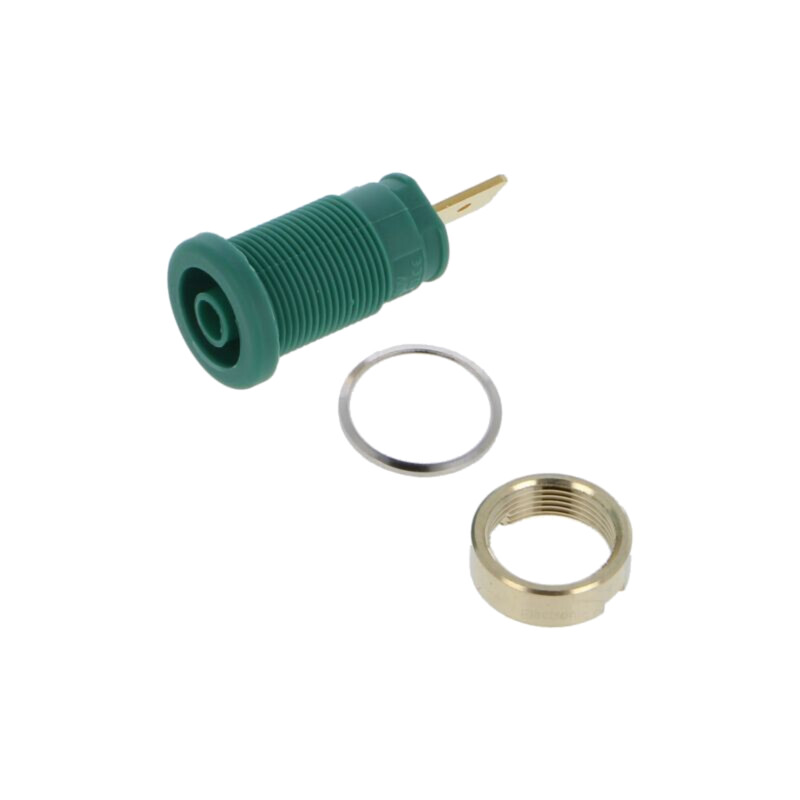 Conector: banană 4mm; soclu; 32A; 1kV; verde; aurit; 33mm; -40÷80°C Conector: banană 4mm; soclu; 32A; 1kV; verde; aurit; 33mm; -40÷80°C