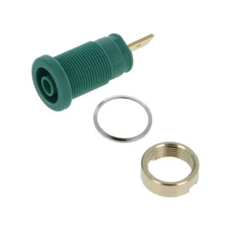 Conector: banană 4mm; soclu; 32A; 1kV; verde; aurit; 33mm; -40÷80°C