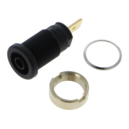 Conector: banană 4mm; soclu; 32A; 1kV; neagră; aurit; 33mm; -40÷80°C