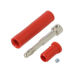 Conector: banană 4mm; mufă; 32A; 30VAC; 60VDC; roşie; neizolat