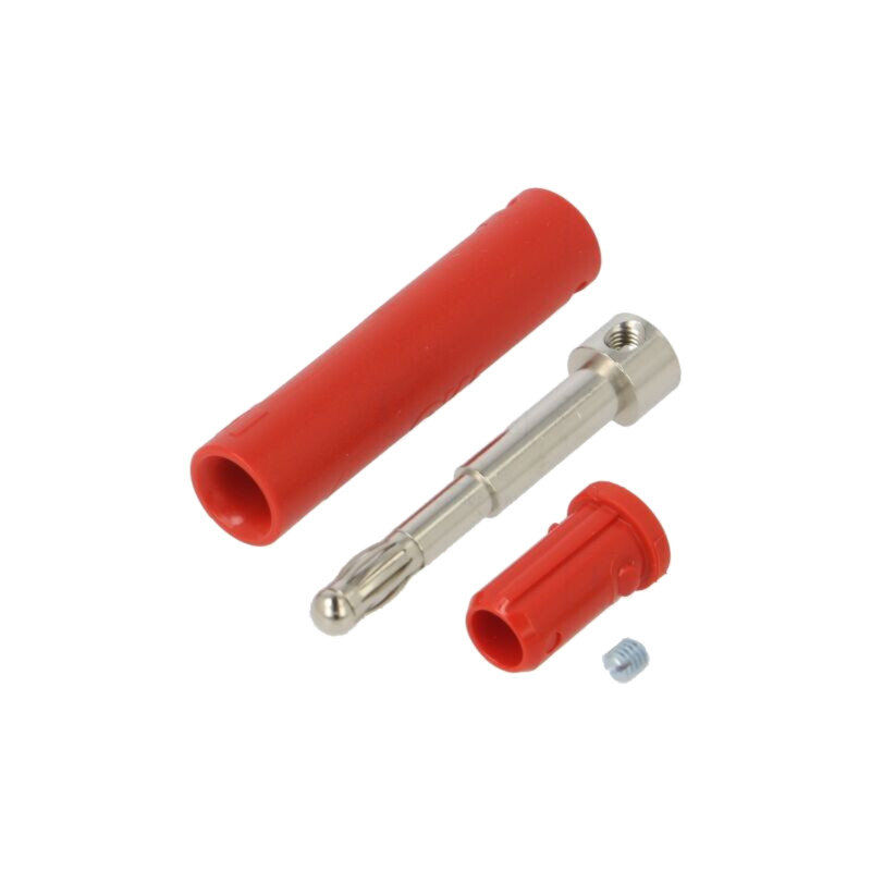 Conector: banană 4mm; mufă; 32A; 30VAC; 60VDC; roşie; neizolat