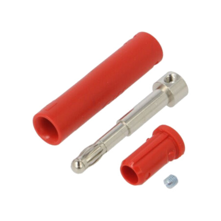 Conector: banană 4mm; mufă; 32A; 30VAC; 60VDC; roşie; neizolat