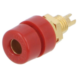 Conector: banană 4mm; soclu; 32A; 30VAC; 60VDC; roşie; aurit