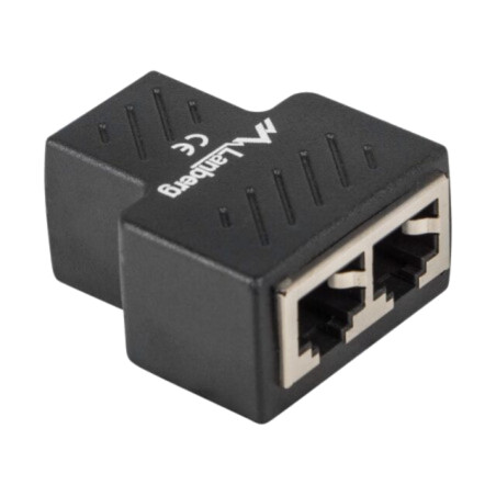 Splitter; neagră; RJ45 soclu x2,RJ45 mufă x1; Ecranare: ecranat