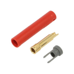 Conector: banană 4mm; soclu; 32A; 30VAC; 60VDC; L: 43,5mm; roşie