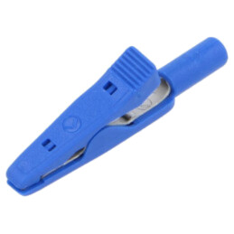 Bornă crocodil; 8A; 60VDC; 30VAC; albastră; Lung.tot: 41,5mm