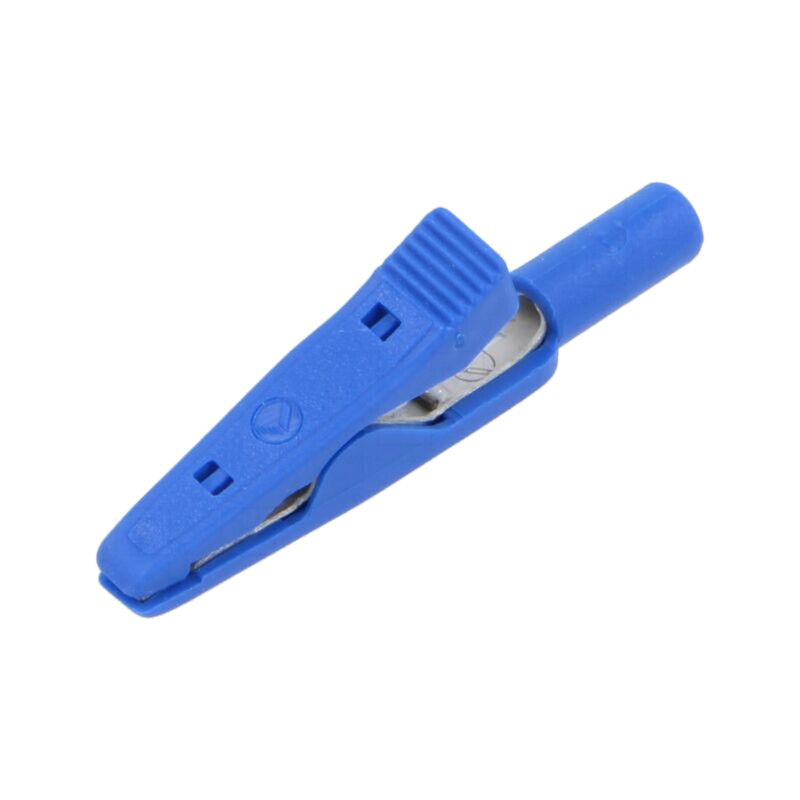 Bornă crocodil; 8A; 60VDC; 30VAC; albastră; Lung.tot: 41,5mm Bornă crocodil; 8A; 60VDC; 30VAC; albastră; Lung.tot: 41,5mm