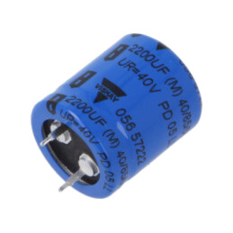 Condensator: electrolitic; SNAP-IN; 2,2mF; 40VDC; Ø22x25mm; ±20%