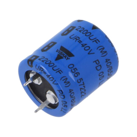 Condensator: electrolitic; SNAP-IN; 2,2mF; 40VDC; Ø22x25mm; ±20%