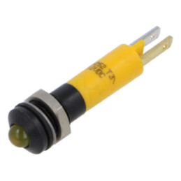 Lampă de control: LED; convex; galbenă; 12VDC; Ø8mm; IP67; ØLED: 5mm
