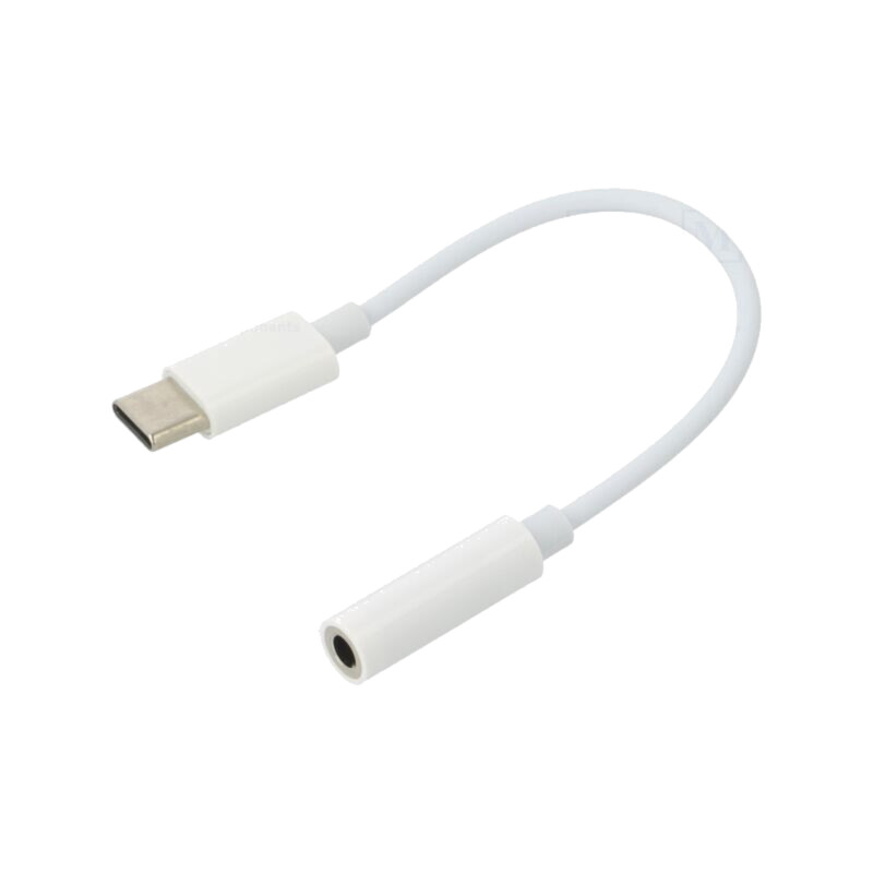 Cablu; Jack 3,5mm soclu,USB C mufă; 0,15m; albă