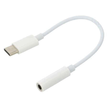 Cablu; Jack 3,5mm soclu,USB C mufă; 0,15m; albă