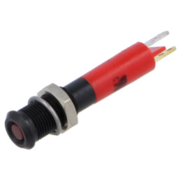 Lampă de control: LED; super plată; roşie; 24VDC; Ø6mm; IP40; 8mcd