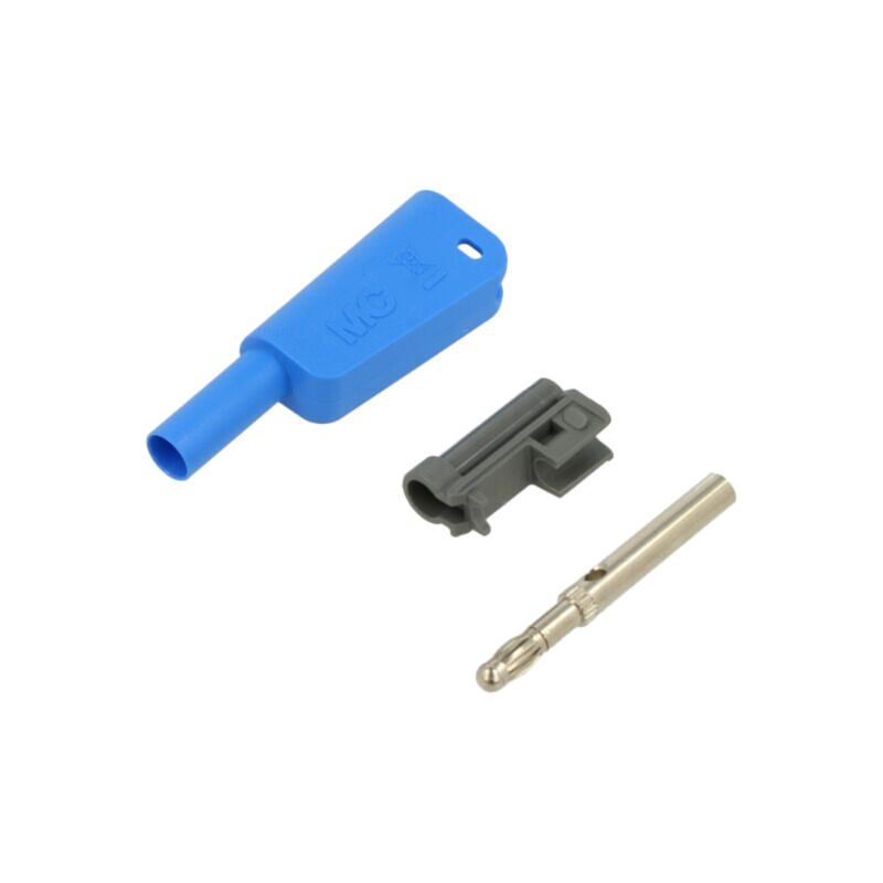 Conector: banană 4mm; 32A; 1kV; albastră; nichelat; lipite