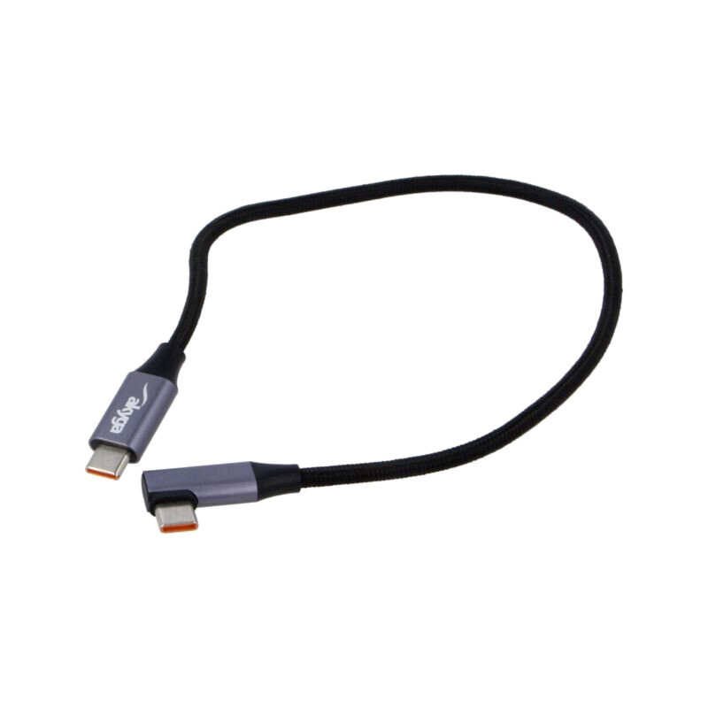 Cablu; USB 2.0; USB C mufă,USB C mufă în unghi; nichelat; 0,3m