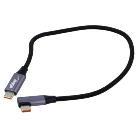 Cablu; USB 2.0; USB C mufă,USB C mufă în unghi; nichelat; 0,3m