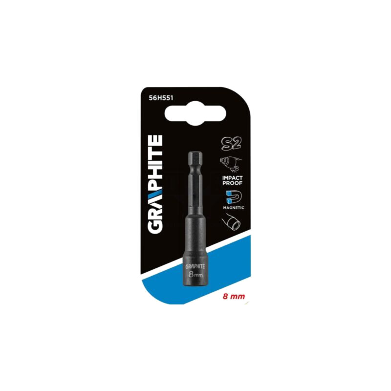 Capăt de şurubelniţă; cap hexagonal; HEX 8mm; L: 65mm; cu impact