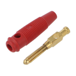 Conector: banană 4mm; mufă; 30A; 30VAC; 60VDC; roşie; 60mm; aurit