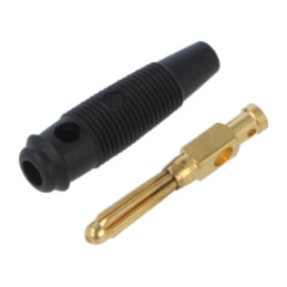 Conector: banană 4mm; mufă; 30A; 30VAC; 60VDC; neagră; 60mm; aurit