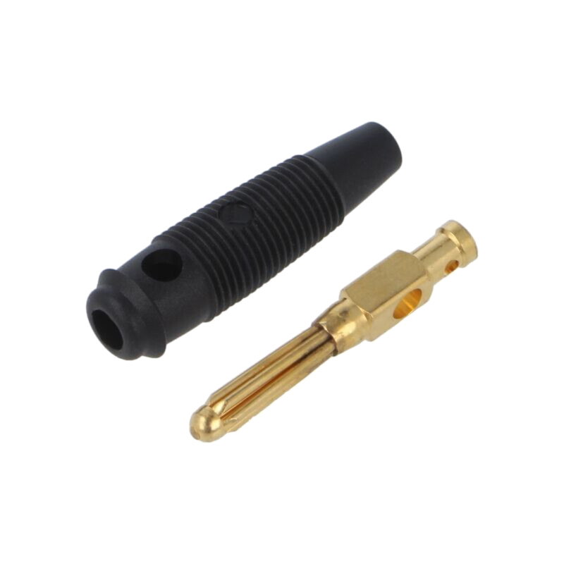 Conector: banană 4mm; mufă; 30A; 30VAC; 60VDC; neagră; 60mm; aurit