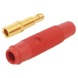 Conector: banană 4mm; soclu; 16A; 30VAC; 60VDC; roşie; aurit; 48mm